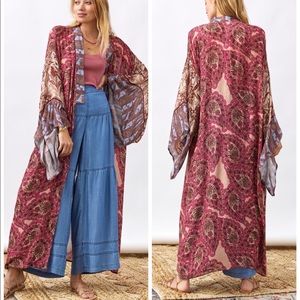 Anthropologie Floral Swirl Cover-up Kimono
